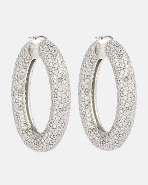 Jil Sander Crystal-Embellished Hoop Earrings - White