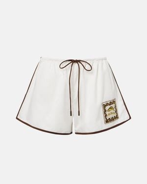 ALÉMAIS Scuba Patch-Applique Cotton Shorts - White