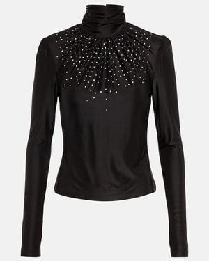 Rabanne Embellished Turtleneck Top - Black