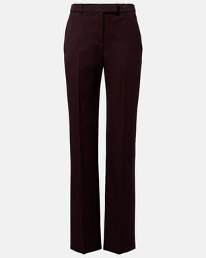 McQueen Pantalones Rectos De Lana Grain De Poudre - Morado