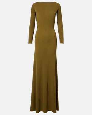 Alex Perry Draped Open-Back Crepe Jersey Gown - Green