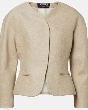 Jacquemus Ovalo Cotton And Linen Jacket - Natural