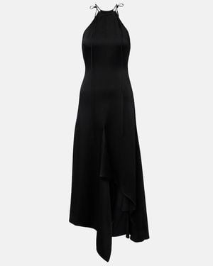 Victoria Beckham Asymmetric Crepe Satin Midi Dress - Black