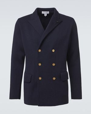Lardini Double-Breasted Virgin Wool Blazer - Blue