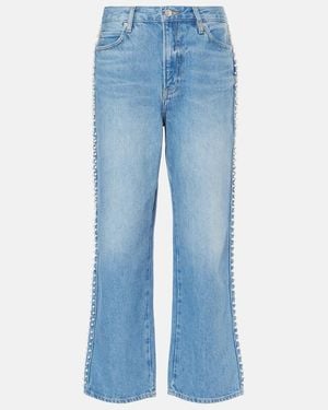 FRAME Atelier Le Jane Embellished Cropped Jeans - Blue