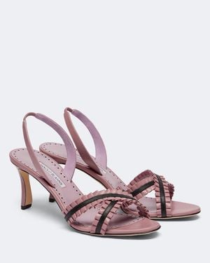 Manolo Blahnik Volusan Leather Slingback Sandals - Pink