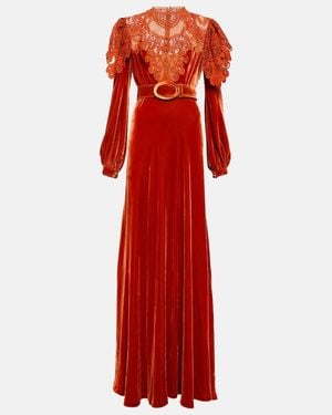 Costarellos Velvet Gown - Red