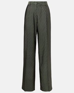 Dries Van Noten Striped High-Rise Wide-Leg Trousers - Grey