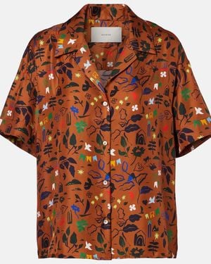 Asceno Prague Printed Silk Twill Shirt - Brown