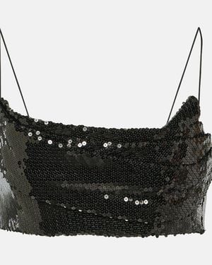 Alex Perry Sequined Crop Top - Black