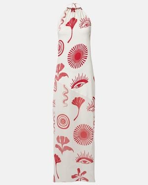 Cala De La Cruz Accasia Checked Embellished Maxi Dress - Red