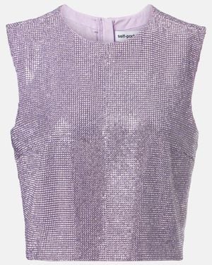Self-Portrait Metal Mesh Top - Purple