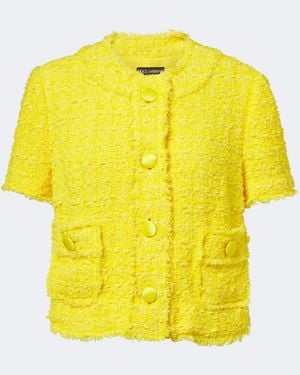 Dolce & Gabbana Cotton-Blend Tweed Jacket - Yellow