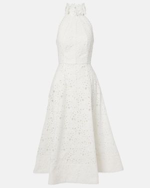 Rebecca Vallance Bridal Nuvola Embroidered Midi Dress - White