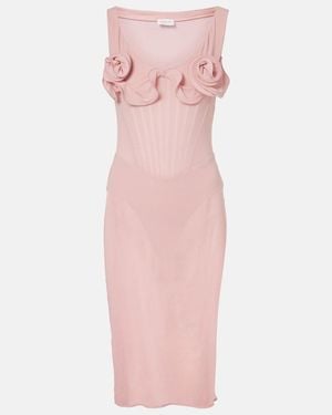 Magda Butrym Floral-Applique Silk-Blend Bustier Dress - Pink