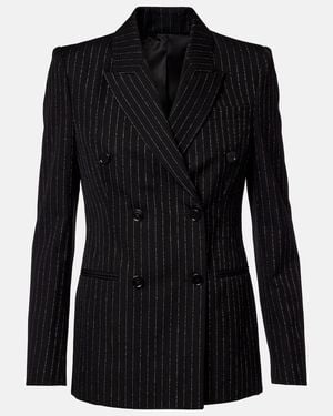 McQueen Pinstripe Double-Breasted Wool Blazer - Black