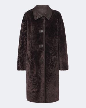 JOSEPH Ari Reversible Leather And Shearling Coat - Black