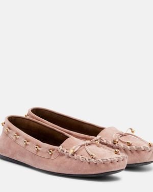 KHAITE Milly Suede Loafers - Pink