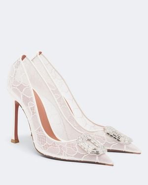 AMINA MUADDI Camelia Embellished Lace Court Shoes - White