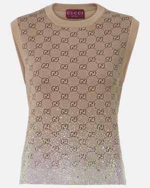 Gucci Gg Wool-Blend Jacquard Vest - Brown