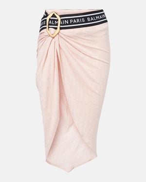 Balmain Knitted Cotton-Blend Beach Cover-Up - Pink