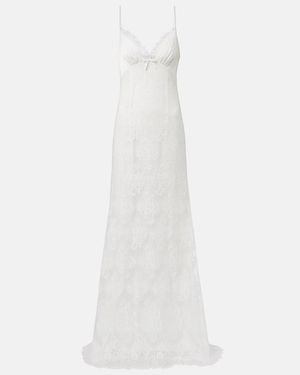 Self-Portrait Strappy Floral Lace Gown - White