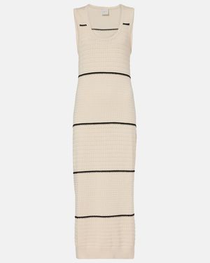 Varley Scott Striped Cotton Midi Dress - Natural