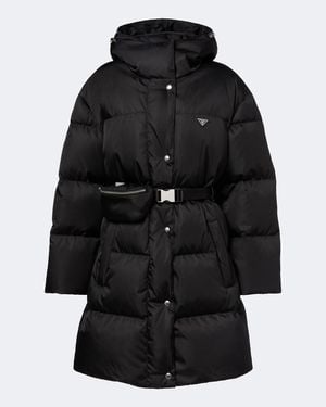 Prada Abrigo De Plumas De Re-Nylon - Negro