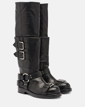 Dolce & Gabbana Leather Knee-High Boots - Black