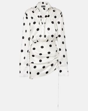 David Koma Polka-Dot Silk Satin Minidress - White