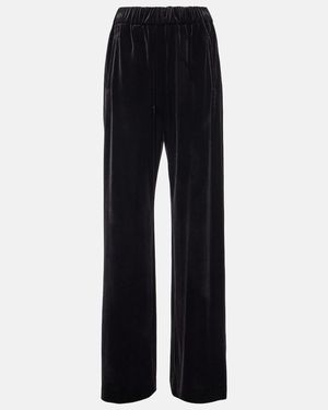 Dolce & Gabbana High-Rise Velvet Wide-Leg Trousers - Blue