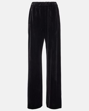 Dolce & Gabbana High-Rise Velvet Wide-Leg Trousers - Blue