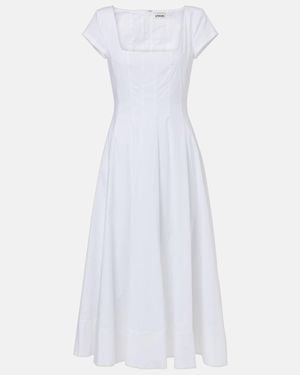STAUD Wells Pleated Midi Dress - White