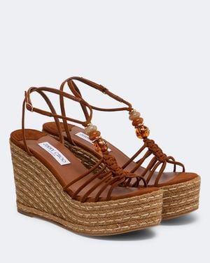 Jimmy Choo Lemi Embellished Suede Espadrille Wedges - Brown