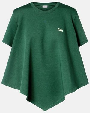 Loewe Asymmetric Cotton-Blend Top - Green