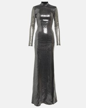David Koma Sequined Mockneck Gown - Grey