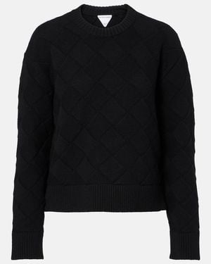 Bottega Veneta Intreccio Wool-Blend Jumper - Black