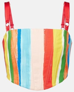 Dolce & Gabbana Striped Cotton-Blend Tank Top - White