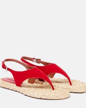 Paris Texas Amalfi Suede Thong Sandals - Red