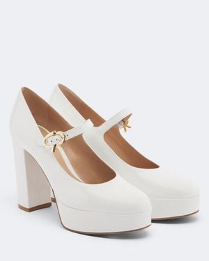 Gianvito Rossi Doris Patent Leather Mary Jane Platform Pumps - White