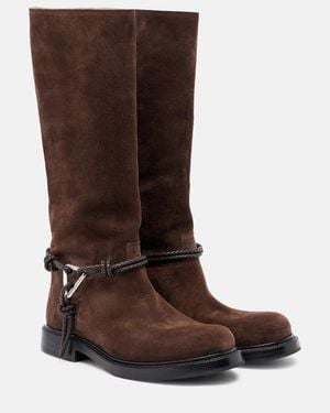 Bottega Veneta James Knot Suede Knee-High Boots - Brown