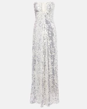 Christopher Esber Arched Palm Sequined Gown - White