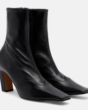 KHAITE Nevada Leather Ankle Boots - Black
