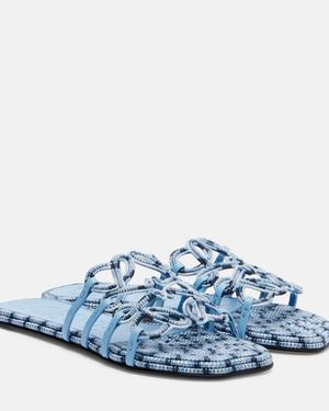 Loewe Paula's Ibiza Petal Anagram Canvas Slides - Blue