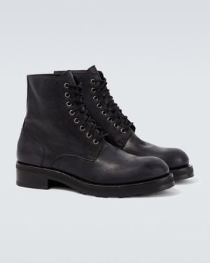 The Row Leather Combat Boots - Black