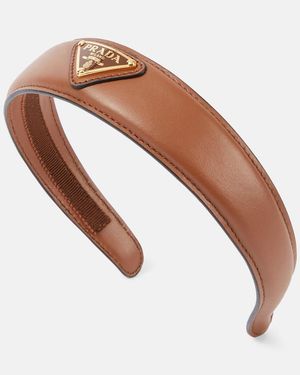 Prada Logo Leather Headband - White