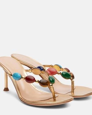 Gianvito Rossi Shanti Embellished Leather Thong Sandals - Multicolor