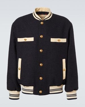 Valentino Tweed Bomber Jacket - Blue
