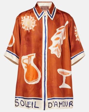ALÉMAIS X Lrnce Soleil D'Amour Printed Silk Shirt - Orange