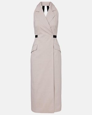 Max Mara Cime Cotton And Wool Canvas Midi Dress - Natural